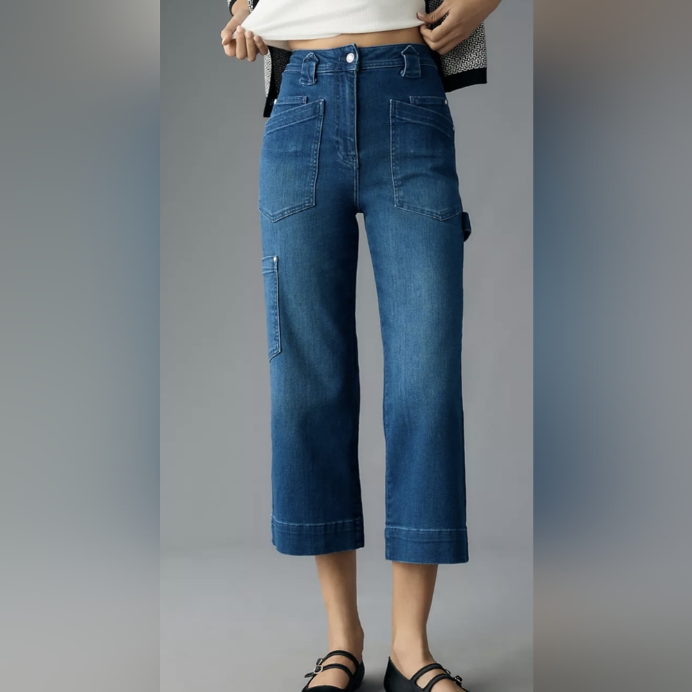 NWT Maeve high-rise crop wide legged jeans. size 26. Anthropologie.